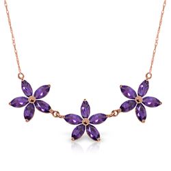 Genuine 4.2 ctw Amethyst Necklace Jewelry 14KT Rose Gold - REF-58Y2F