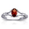 Genuine 0.46 ctw Garnet & Diamond Ring Jewelry 14KT White Gold - REF-27N2R