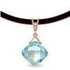 Genuine 8.76 ctw Blue Topaz & Diamond Necklace Jewelry 14KT Rose Gold - REF-30W6Y