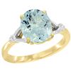 Natural 2.11 ctw Aquamarine & Diamond Engagement Ring 14K Yellow Gold - REF-43A9V