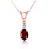 Genuine 0.46 ctw Garnet & Diamond Necklace Jewelry 14KT Rose Gold - REF-21K6V