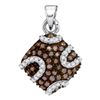 Image 1 : 0.55 CTW Cognac-brown Color Diamond Diagonal Square Pendant 10KT White Gold - REF-22F4N
