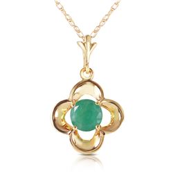 Genuine 0.55 ctw Emerald Necklace Jewelry 14KT Yellow Gold - REF-25H4X