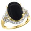 Image 1 : Natural 3.63 ctw onyx & Diamond Engagement Ring 14K Yellow Gold - REF-82R2Z