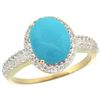 Image 1 : Natural 2.56 ctw Turquoise & Diamond Engagement Ring 10K Yellow Gold - REF-39R6Z