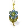 Image 1 : Genuine 1.06 ctw Blue Topaz & Peridot Necklace Jewelry 14KT Yellow Gold - REF-25M3T