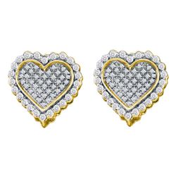 0.58 CTW Diamond Heart Earrings 10KT Yellow Gold - REF-44W9K