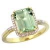 Natural 2.63 ctw green-amethyst & Diamond Engagement Ring 10K Yellow Gold - REF-32G7M