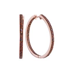 0.50 CTWRed Color Diamond Hoop Earrings 10KT Rose Gold - REF-59X9Y