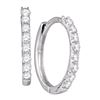 Image 1 : 0.35 CTW Diamond Hoop Earrings 10KT White Gold - REF-22H4M