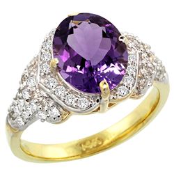 Natural 2.92 ctw amethyst & Diamond Engagement Ring 14K Yellow Gold - REF-102Y7X
