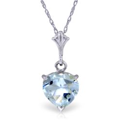 Genuine 1.15 ctw Aquamarine Necklace Jewelry 14KT White Gold - REF-22T8A