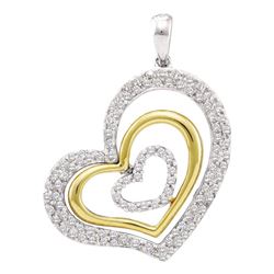 0.50 CTWDiamond Heart Love Pendant 14KT White Gold - REF-57N2F