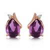 Image 1 : Genuine 3.16 ctw Amethyst & Diamond Earrings Jewelry 14KT Rose Gold - REF-45N2R