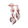 Image 1 : 0.15 CTW Red Color Diamond Heart Earrings 10KT Rose Gold - REF-19K4W