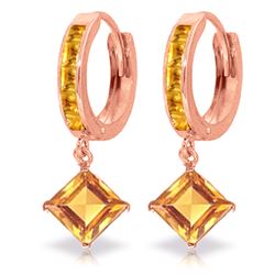 Genuine 4.4 ctw Citrine Earrings Jewelry 14KT Rose Gold - REF-53M6T