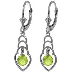 Genuine 1.25 ctw Peridot Earrings Jewelry 14KT White Gold - REF-25R6P