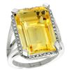 Image 1 : Natural 15.06 ctw Citrine & Diamond Engagement Ring 14K White Gold - REF-81Y9X