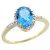 Image 1 : Natural 1.2 ctw Swiss-blue-topaz & Diamond Engagement Ring 14K Yellow Gold - REF-23M2H