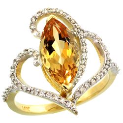 Natural 3.33 ctw Citrine & Diamond Engagement Ring 14K Yellow Gold - REF-77Y5X