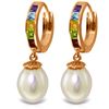 Genuine 9 ctw Pearl, Amethyst & Blue Topaz Earrings Jewelry 14KT Rose Gold - REF-43K2V