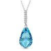 Genuine 6.68 ctw Blue Topaz & Diamond Necklace Jewelry 14KT White Gold - REF-29X2M