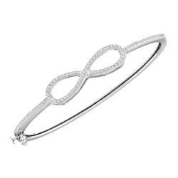 0.33 CTW Diamond Infinity Love Bangle Bracelet 10KT White Gold - REF-67K4W