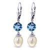 Genuine 11.10 ctw Blue Topaz Earrings Jewelry 14KT White Gold - REF-26P6H