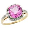 Natural 3.92 ctw Pink-topaz & Diamond Engagement Ring 10K Yellow Gold - REF-26K7R