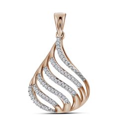 0.15 CTW Diamond Cascading Strand Teardrop Pendant 10KT Rose Gold - REF-14M9H