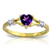 Image 1 : Genuine 0.47 ctw Amethyst & Diamond Ring Jewelry 14KT Yellow Gold - REF-27Z2N