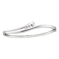 0.38 CTW Diamond Graduated Journey Bangle Bracelet 14KT White Gold - REF-134W9K