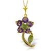 Genuine 0.87 ctw Peridot & Amethyst Necklace Jewelry 14KT Yellow Gold - REF-25A4K