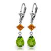 Image 1 : Genuine 4.5 ctw Peridot & Citrine Earrings Jewelry 14KT White Gold - REF-41W4Y