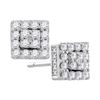0.50 CTWDiamond Square Cluster Earrings 10KT White Gold - REF-32F9N