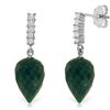 Genuine 25.95 ctw Green Sapphire Corundum & Diamond Earrings Jewelry 14KT White Gold - REF-51Z2N