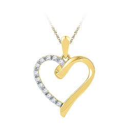 0.05 CTW Diamond Heart Love Pendant 10KT Yellow Gold - REF-7W4K