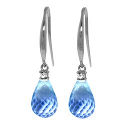 Genuine 4.6 ctw Blue Topaz & Diamond Earrings Jewelry 14KT White Gold - REF-28X8M