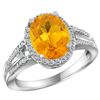 Image 1 : Natural 2.72 ctw citrine & Diamond Engagement Ring 14K White Gold - REF-54H4W