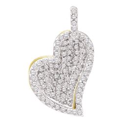 0.33 CTW Diamond Heart Pendant 10KT Yellow Gold - REF-22K4W