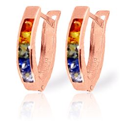Genuine 1.30 ctw Multi-Color Sapphire Earrings Jewelry 14KT Rose Gold - REF-30X9M