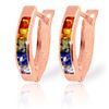 Image 1 : Genuine 1.30 ctw Multi-Color Sapphire Earrings Jewelry 14KT Rose Gold - REF-30X9M