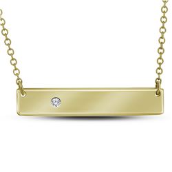 0.02 CTW Diamond Rectangle Bar Necklace 10KT Yellow Gold - REF-19H4M