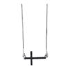 Image 1 : 0.10 CTW Black Color Diamond Small Horizontal Cross Pendant 10KT White Gold - REF-10X5Y