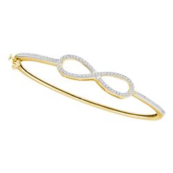 0.33 CTW Diamond Infinity Love Bangle Bracelet 10KT Yellow Gold - REF-67M4H