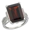 Image 1 : Natural 12.14 ctw Garnet & Diamond Engagement Ring 14K White Gold - REF-81X3A