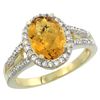 Image 1 : Natural 2.72 ctw whisky-quartz & Diamond Engagement Ring 10K Yellow Gold - REF-44H2W
