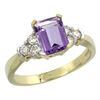 Image 1 : Natural 1.48 ctw amethyst & Diamond Engagement Ring 14K Yellow Gold - REF-52H3W
