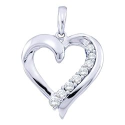 0.23 CTW Diamond Heart Pendant 10KT White Gold - REF-19X4Y