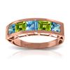 Image 1 : Genuine 2.25 ctw Blue Topaz & Peridot Ring Jewelry 14KT Rose Gold - REF-54M2T